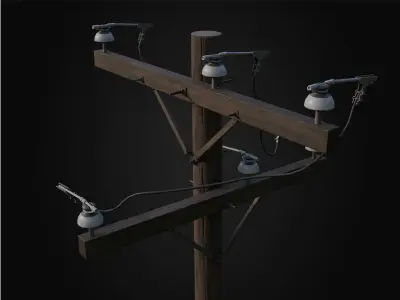 US Electrical poles Low-poly 3D model