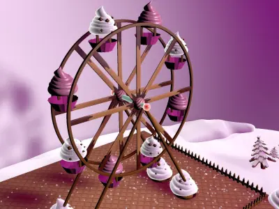 Gingerbread Village big Wheel 3D model
