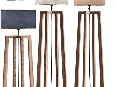 Wooden Floor Lamp 03 3D model