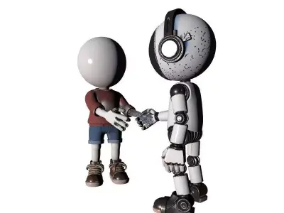Robot and Human Friendship 3D Model 3D print model