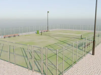 Tennis Court - Blender Scene Low-poly 3D model