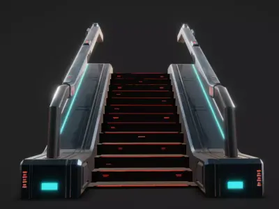 SciFi Stairs Low-poly 3D model