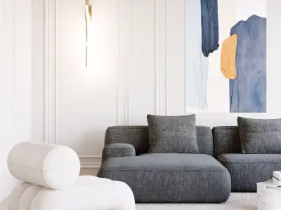 Living Room Blue Balance Low-poly 3D model