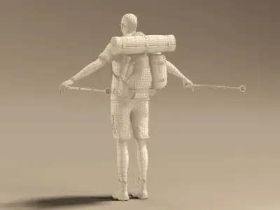  Male Hiker Animated HQ Editorial License 