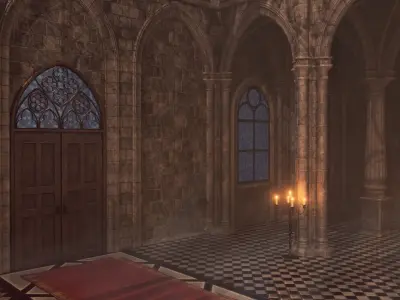 Modular Gothic Cathedral Low-poly 3D model