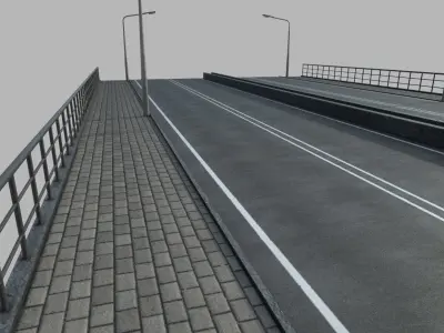Modular highway PBR Low-poly 3D model