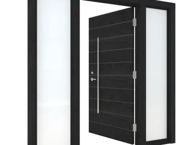 Door-095 modern door with glass panels 3D model