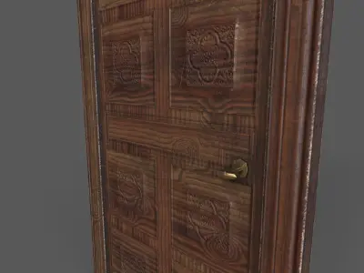 Old medieval chuch door Low-poly 3D model