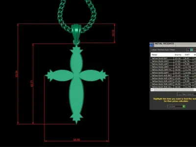 Light Gold 18K Cross Pendant 1CP061 3D print model buy