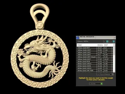 Chinese Dragon Pendant 3D print model 3D print model