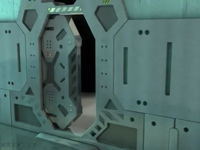 sci fi slide door 3D model