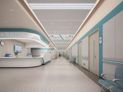 Hospital Corridor Nurses Station 02 3D model