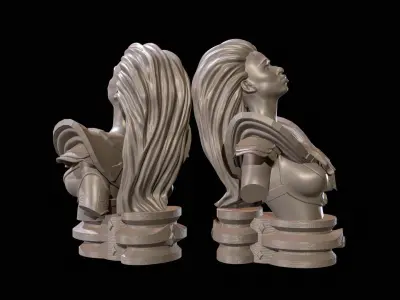 Fantasy Warrior Bust  High Poly for 3D Print 3D print model