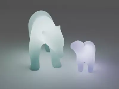 Indirect lighting of a polar bear parent and child 3D model