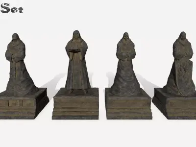 statue set and box 3D Model Pack
