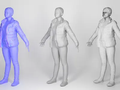 Woman street style in A-pose 122 Low-poly 3D model