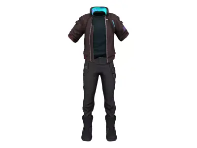 Men Full Cyberpunk Cool Combat Outfit Low-poly 3D model