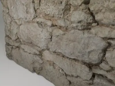 Weathered stone wall - French classic barn wall Low-poly 3D model
