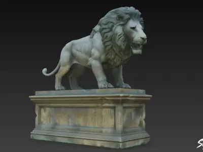 Lion Statue V45 Low-poly 3D model
