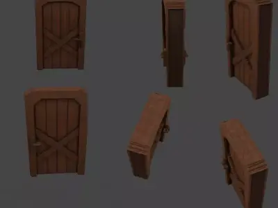 Low poly door 3D model
