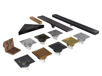 Bathroom Floor Drains Pack - Modern Shower Drain Models 3D model