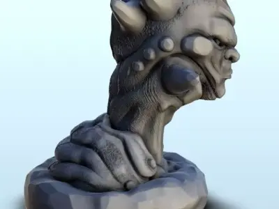 Set of six alien creatures busts 13 - Future Sci-Fi SF Post apoc 3D print model