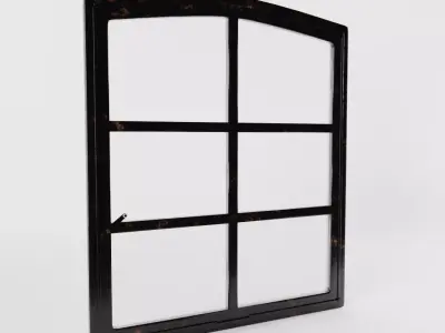 Vintage Arched Industrial Window Low-poly 3D model