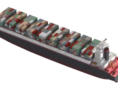 Cargo container ship detailed Lowpoly 082 AP 3D model
