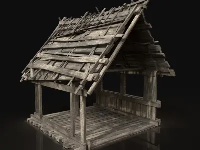 Next Gen AAA Wooden Roofing Cover Construction - Wood Storage Low-poly 3D model