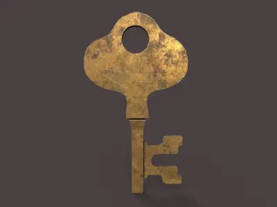 Medieval Copper Key V4 Low-poly 3D model