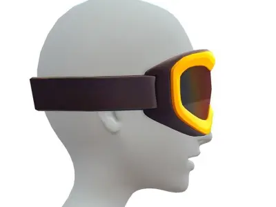 Cartoon High Poly Subdivision Ski Goggles Low-poly 3D model