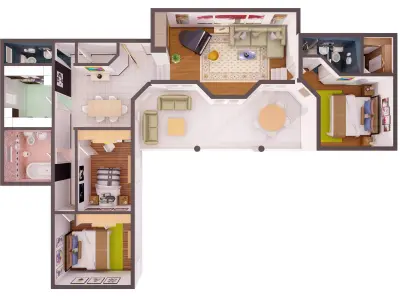 3d floor plan-Interior plan 3D model