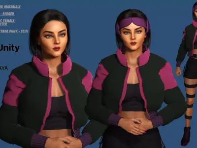 AAA 3D CHARACTER BARBIE GIRL CYBER PUNK-REALISTIC RIG GAME READY Low-poly 3D model