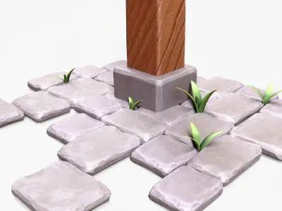 Stylized Wooden Lantern Low-poly 3D model