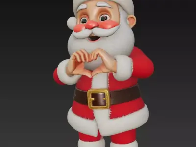 Santa Heart Hands - Stylized Christmas 3D Model 3D print model