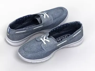 Blue Fabric Boat Shoes 3D model