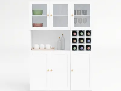 6-Door Kitchen Pantry Cabinet Storage 3D model