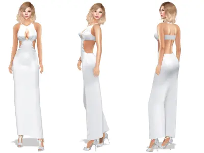 Front Open Maxi Dress Low-poly 3D model