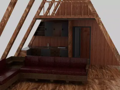 A-Frame House  Wooden Bungolov Home 3D model