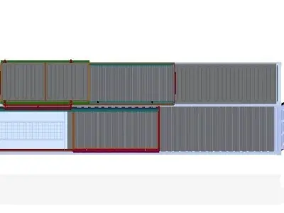 40 feet modified container with top and side sliding door 3D model