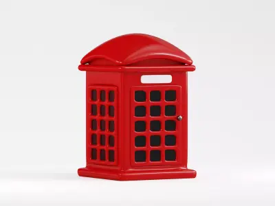 Red Telephone Booth Low-poly 3D model