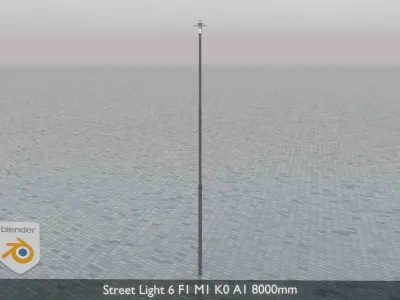 Street Light 6 F1 M1 K0 A1 8000mm Low-poly 3D model