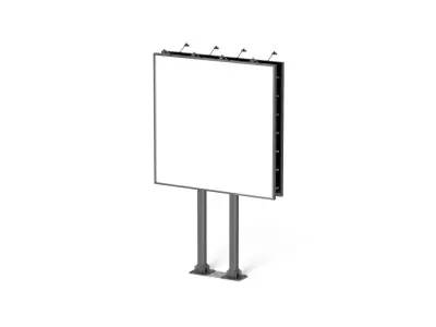 Advertising Street Billboard 2 Type - rectangular square banner 3D model