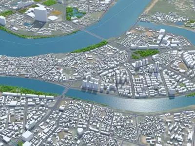 Huizhou Guangdong Province China 80km AI Low-poly 3D model