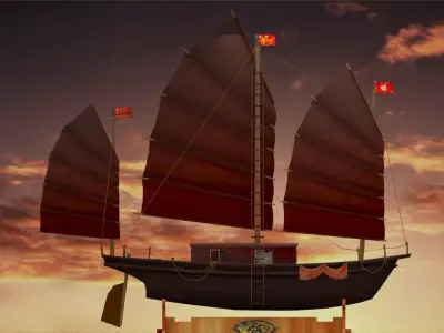 Chinese junk boat 3D model