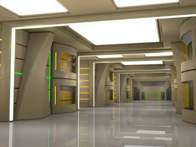 Sci Fi Interior Walkway 3D model