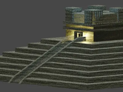 Pyramid with stairs leading up to it Low-poly 3D model