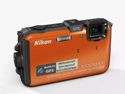 Nikon Coolpix AW100 rugged and proof digital camera Low-poly 3D model