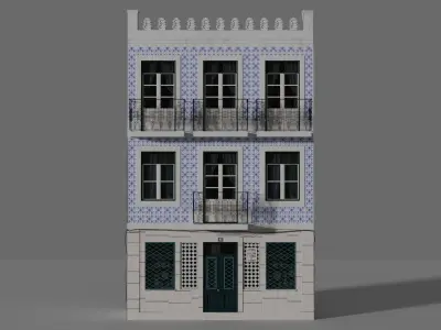 Facade of a Portuguese building 3D model