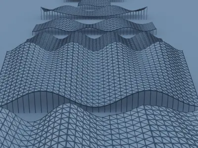 Pack of 12 Architectural structure with complex curve Low-poly 3D model